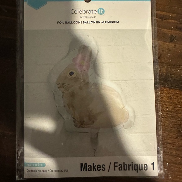 Celebrate It Bunny Foil Balloon with Pink Flower - Picture 1 of 1